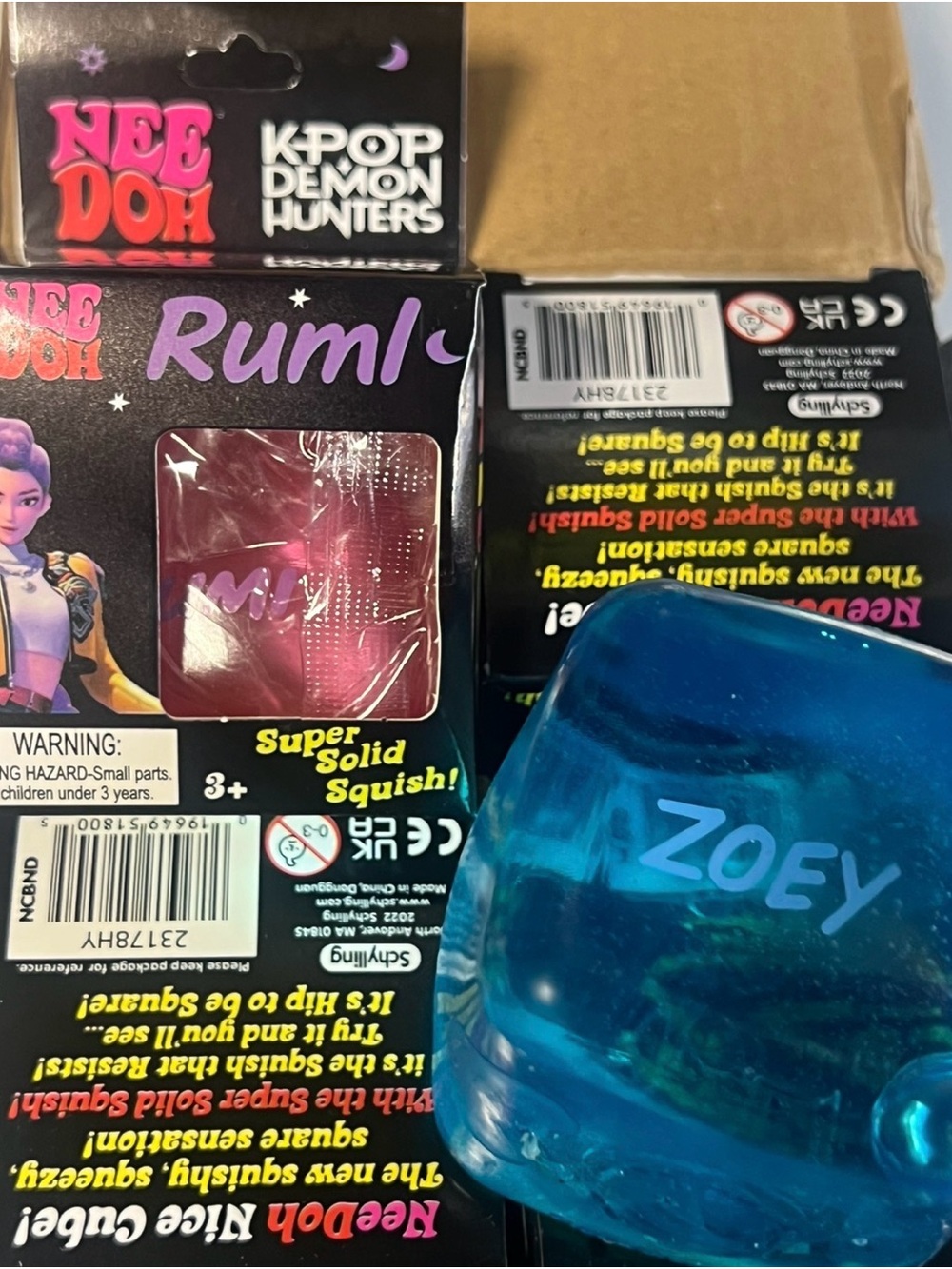 NeeDoh K-Pop Demon Hunters Ruml Zoey Mira Squish Toy - 1 set of 3 boxes 1 of eac